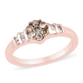 Natürlicher Champagner Diamant Ring 925 Silber Roségold Vermeil
