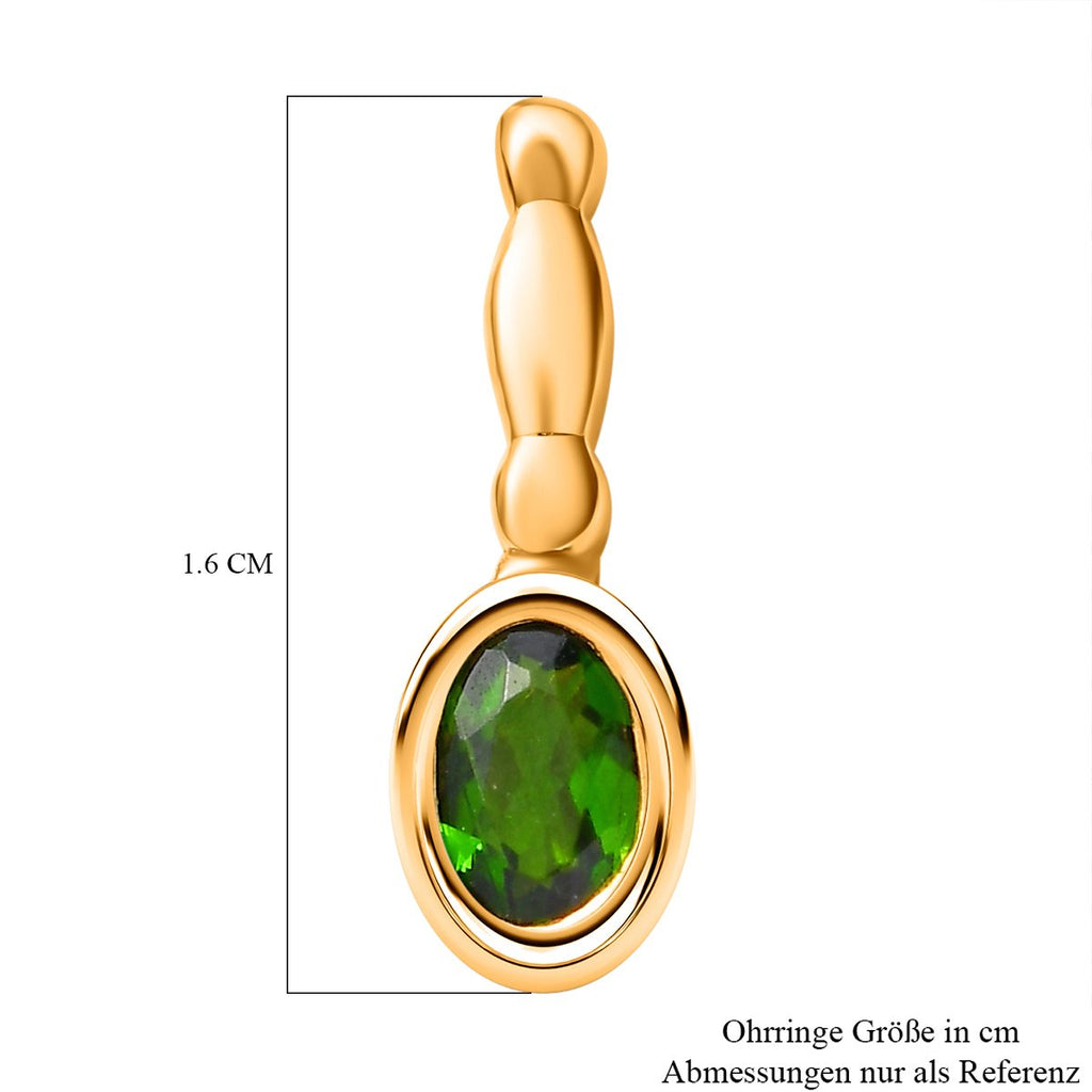 Natürliche Chromdiopsid Ohrringe, 925 Silber vergoldet, ca. 0.97 ct