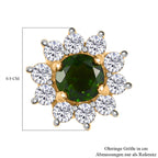 Natürliche Chromdiopsid, Zirkon Ohrringe, 925 Silber vergoldet ca. 1.15 ct