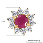 Afrikanischer Rubin (Fissure gefüllt), Zirkon Ohrringe, 925 Silber vergoldet ca. 1,46 ct