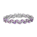 Rose De France Amethyst, Weißer Zirkon Armband ca. 20 cm 925 Silber platiniert ca. 35.93 ct