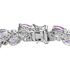 Rose De France Amethyst, Weißer Zirkon Armband ca. 20 cm 925 Silber platiniert ca. 35.93 ct