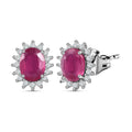 Afrikanischer Rubin (Fissure gefüllt), Weißer Zirkon Ohrringe 925 Silber Platiniert ca. 3.28 ct