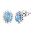 D'Joy AA Natürlicher, äthiopischer Welo Opal, Weißer Zirkon Ohrringe 925 Silber Gelbgold Vermeil ca. 1,96 ct.