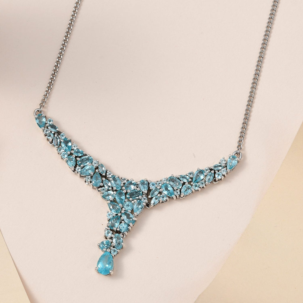 Paraiba-Apatit Collier, ca. 45 cm, 925 Silber platiniert ca. 7.46 ct