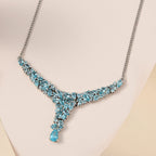 Paraiba-Apatit Collier, ca. 45 cm, 925 Silber platiniert ca. 7.46 ct