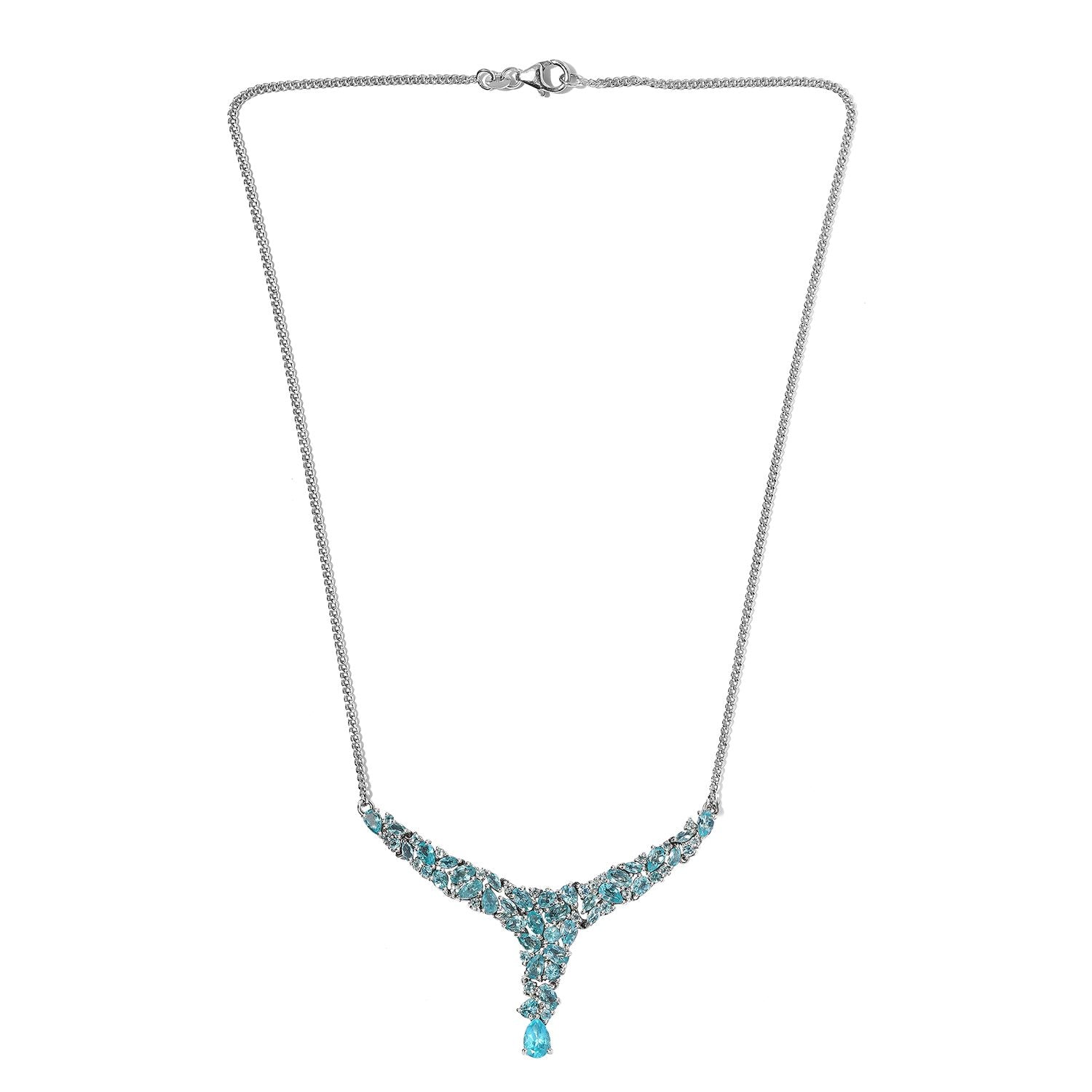 Paraiba-Apatit Collier, ca. 45 cm, 925 Silber platiniert ca. 7.46 ct