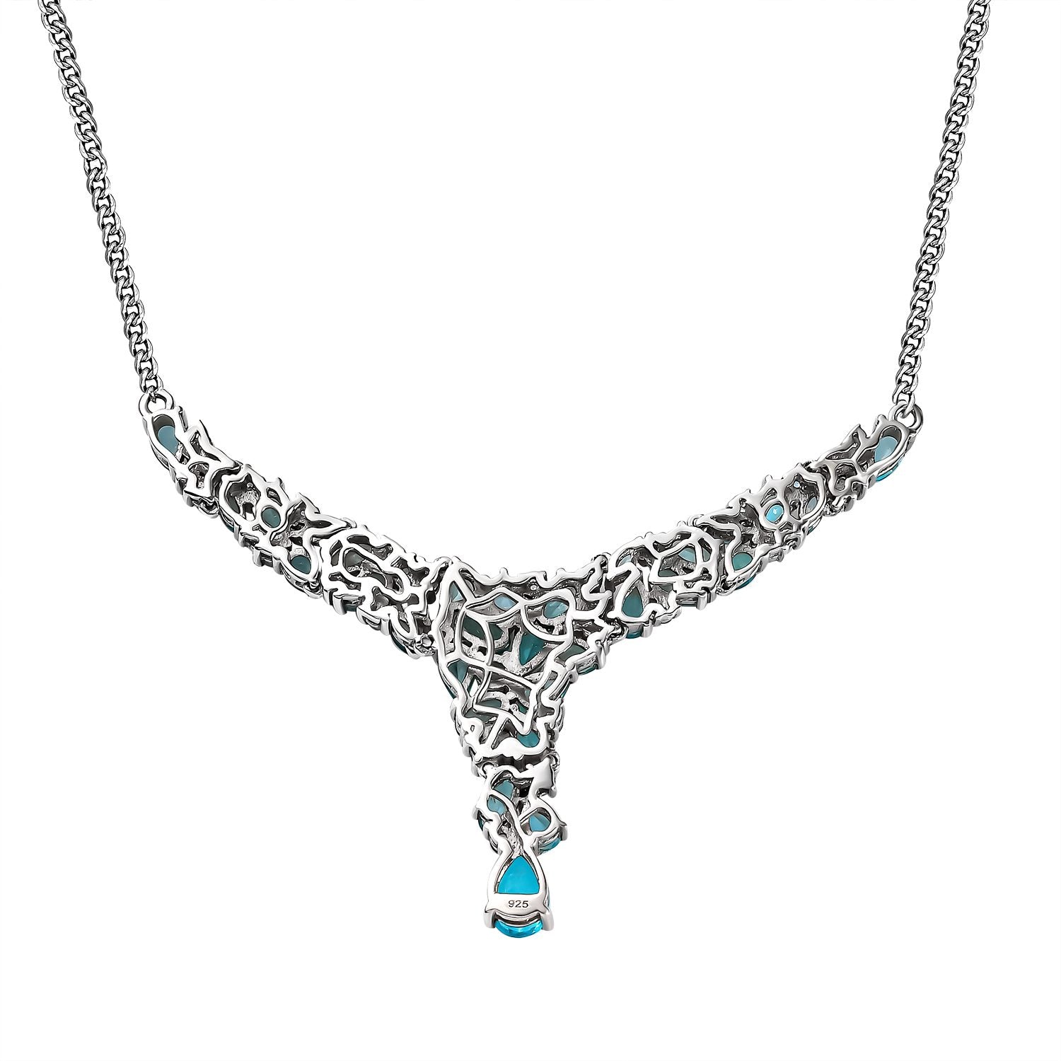 Paraiba-Apatit Collier, ca. 45 cm, 925 Silber platiniert ca. 7.46 ct