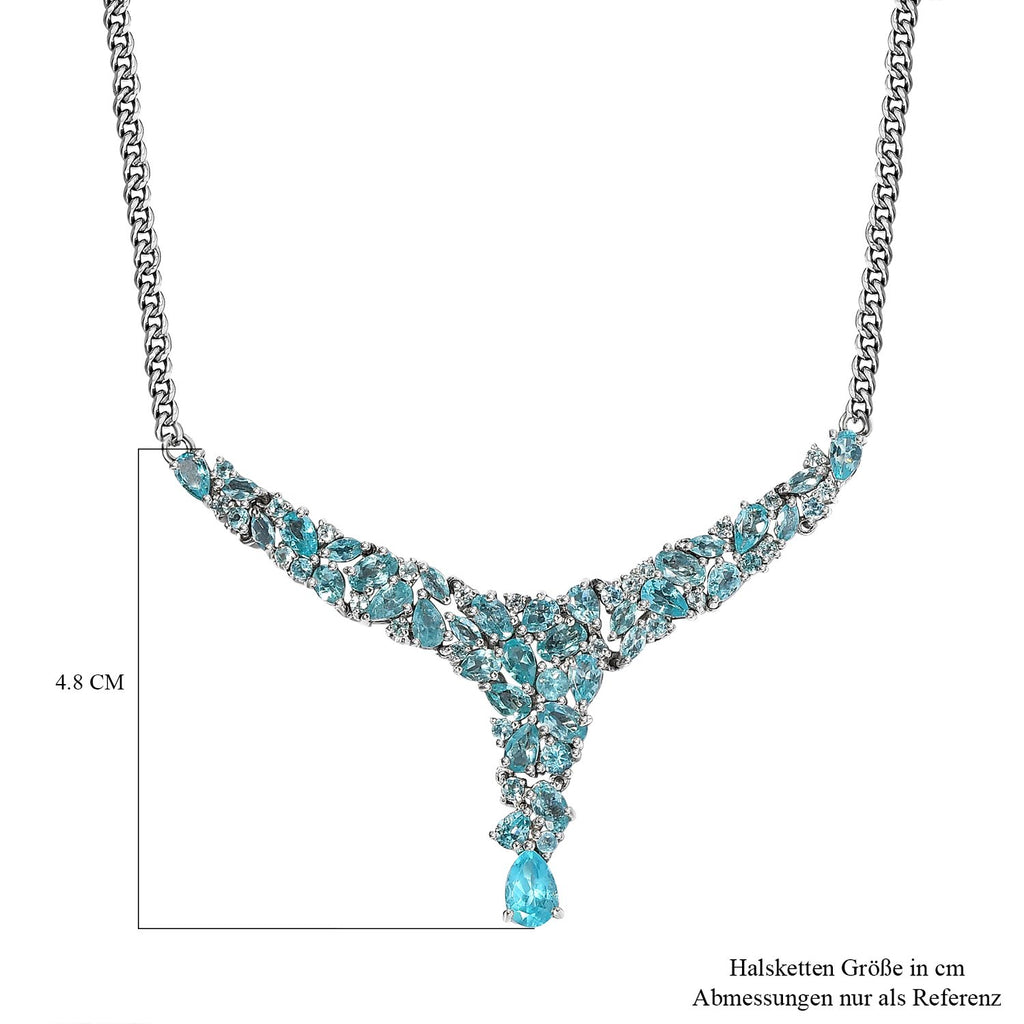 Paraiba-Apatit Collier, ca. 45 cm, 925 Silber platiniert ca. 7.46 ct