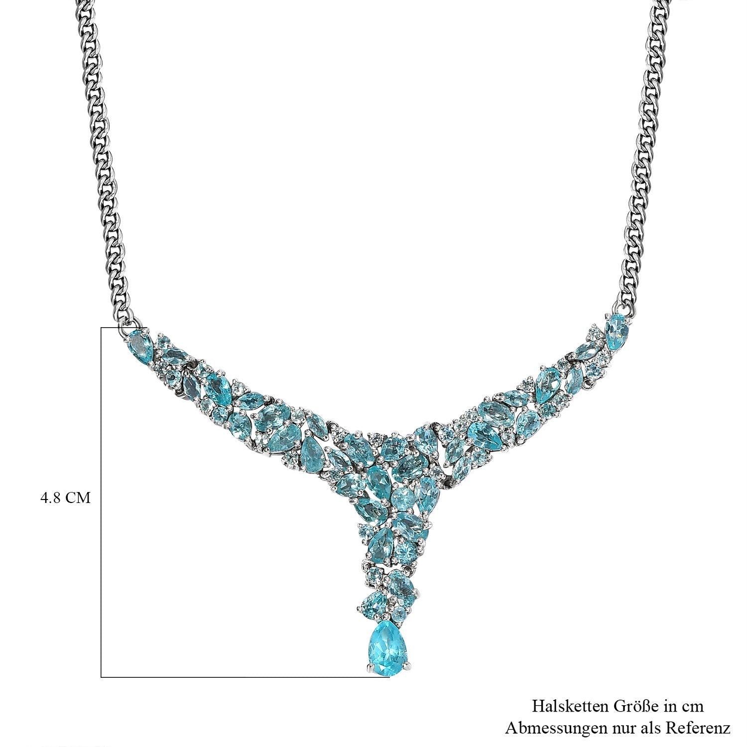 Paraiba-Apatit Collier, ca. 45 cm, 925 Silber platiniert ca. 7.46 ct