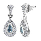 Santamaria Aquamarin, weiße Zirkon Ohrringe, 925 Silber platiniert ca. 1,06 ct