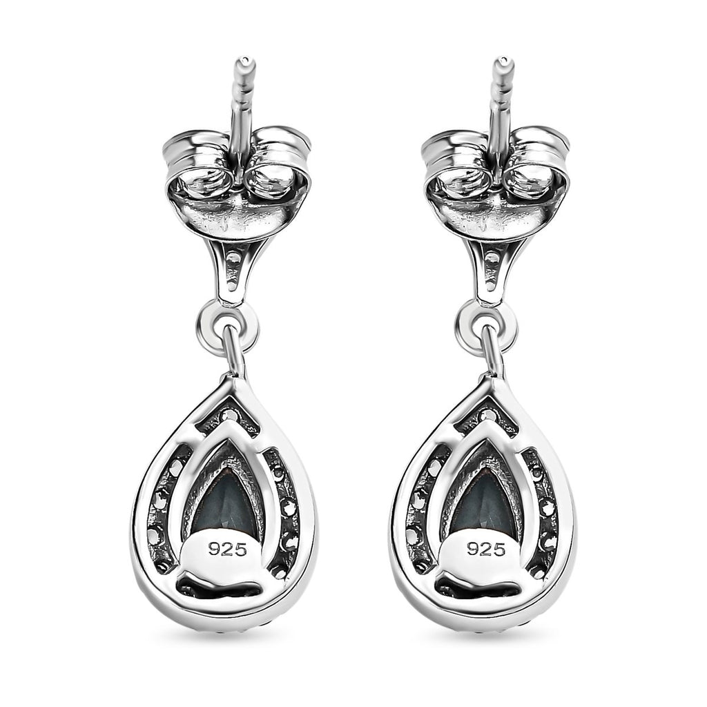 Santamaria Aquamarin, weiße Zirkon Ohrringe, 925 Silber platiniert ca. 1,06 ct