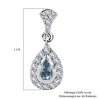 Santamaria Aquamarin, weiße Zirkon Ohrringe, 925 Silber platiniert ca. 1,06 ct