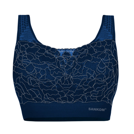 SANKOM - Rückenstütze Haltungskorrektur Push-up Spitzen-BH, Größe M/L, 80-85 cm, Burgunderrot