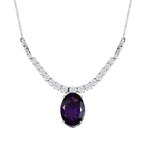 Afrikanischer Amethyst, weißer Zirkon Anhänger mit Kette, ca. 50 cm, 925 Silber platiniert ca. 14.26 ct