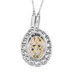 Citrin, weißer Zirkon Anhänger mit Kette im Set, ca. 50 cm, 925 Silber platiniert ca. 15,15 ct