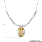 Citrin, weißer Zirkon Anhänger mit Kette im Set, ca. 50 cm, 925 Silber platiniert ca. 15,15 ct