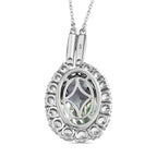 Prasiolith, weißer Zirkon Anhänger mit Kette, ca. 50 cm, 925 Silber platiniert ca. 15.10 ct