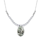 Prasiolith, weißer Zirkon Anhänger mit Kette, ca. 50 cm, 925 Silber platiniert ca. 15.10 ct