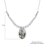 Prasiolith, weißer Zirkon Anhänger mit Kette, ca. 50 cm, 925 Silber platiniert ca. 15.10 ct
