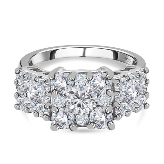 Moissanit Ring, 925 Silber platiniert ca. 2.23 ct