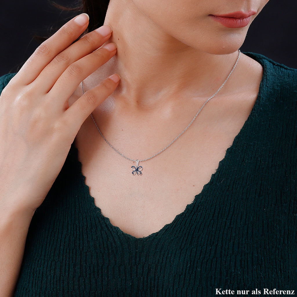 Blauer Diamant Anhänger, 925 Silber platiniert ca. 0.15 ct