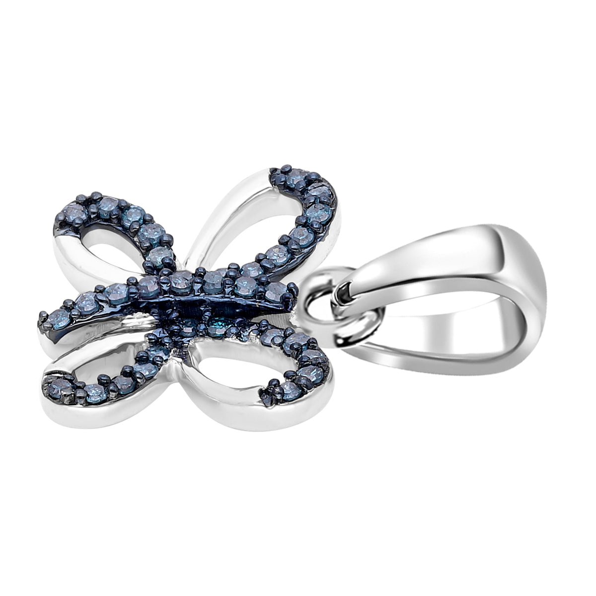 Blauer Diamant Anhänger, 925 Silber platiniert ca. 0.15 ct