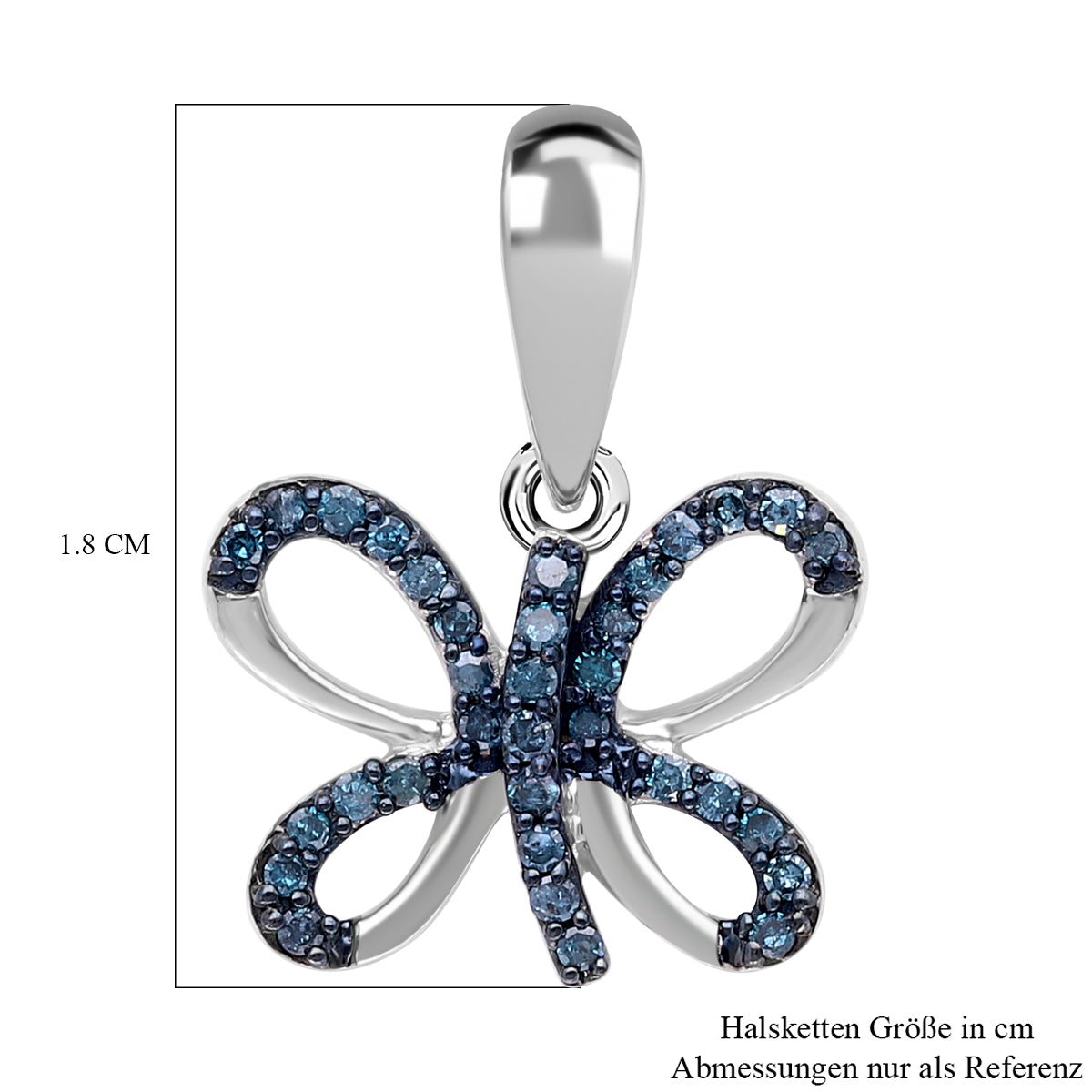 Blauer Diamant Anhänger, 925 Silber platiniert ca. 0.15 ct