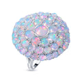Natürlicher, äthiopischer Welo Opal Ring, 925 Silber platiniert (Größe 17.00) ca. 5.50 ct