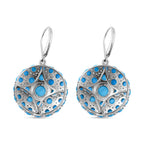 Natürliche Sleeping Beauty Türkis Ohrringe, 925 Silber platiniert ca. 11.98 ct