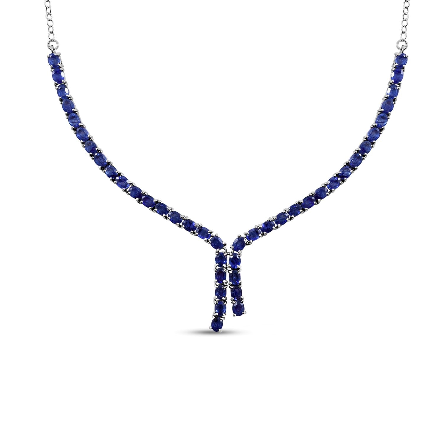 Masoala Saphir (Fissure gefüllt) Collier, ca. 45 cm, 925 Silber platiniert ca. 11.61 ct