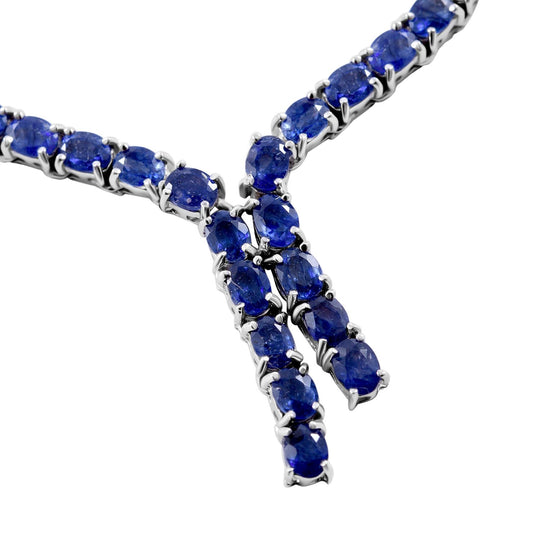 Masoala Saphir (Fissure gefüllt) Collier, ca. 45 cm, 925 Silber platiniert ca. 11.61 ct