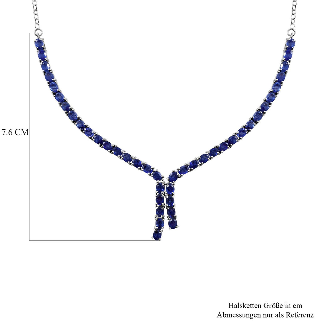 Masoala Saphir (Fissure gefüllt) Collier, ca. 45 cm, 925 Silber platiniert ca. 11.61 ct