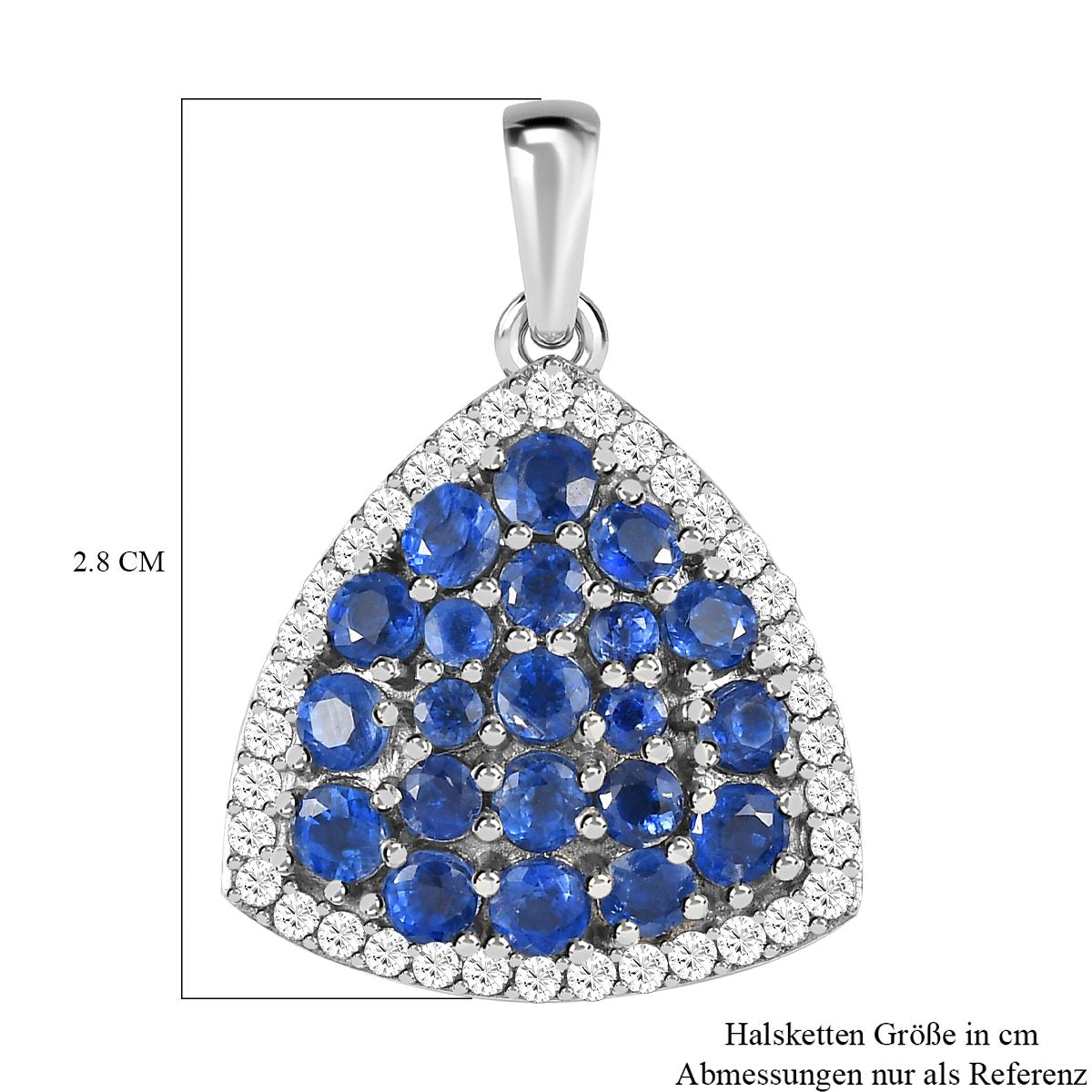 Kaschmir Kyanit und Zirkon Anhänger, 925 Silber platiniert ca. 3.92 ct