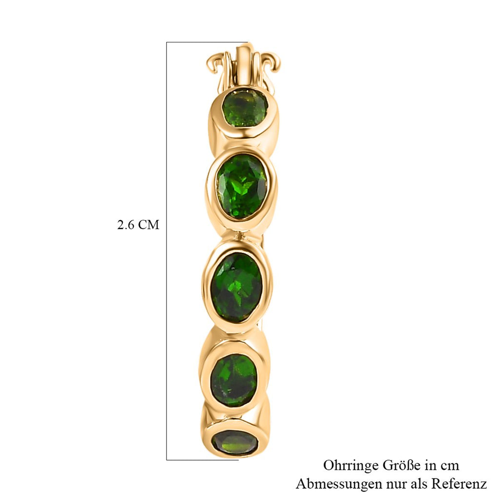 Natürliche Chromdiopsid Creolen, 925 Silber vergoldet ca. 2.00 ct