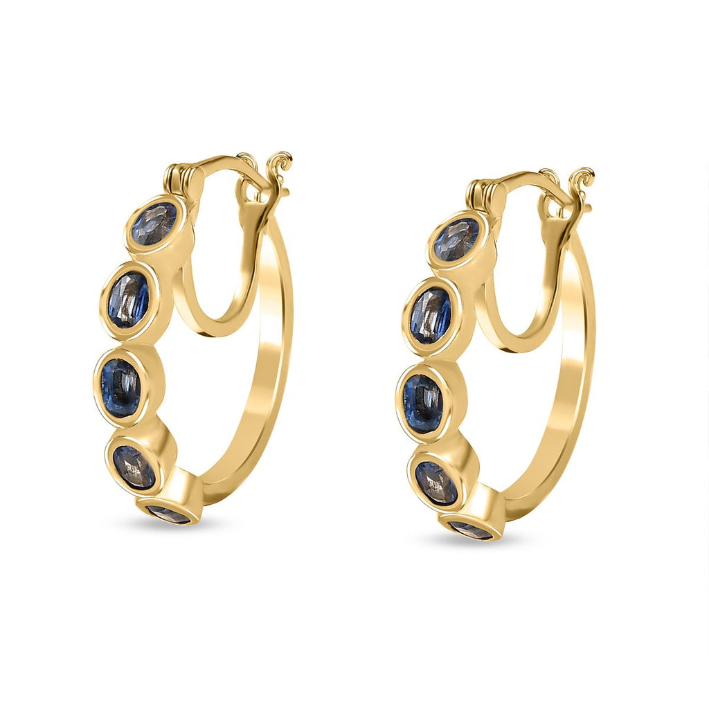 Kaschmir Kyanit Creolen, 925 Silber vergoldet ca. 2.18 ct