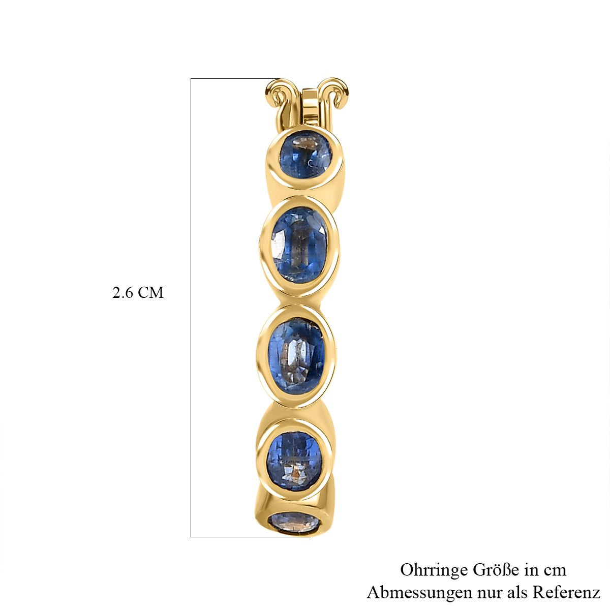 Kaschmir Kyanit Creolen, 925 Silber vergoldet ca. 2.18 ct