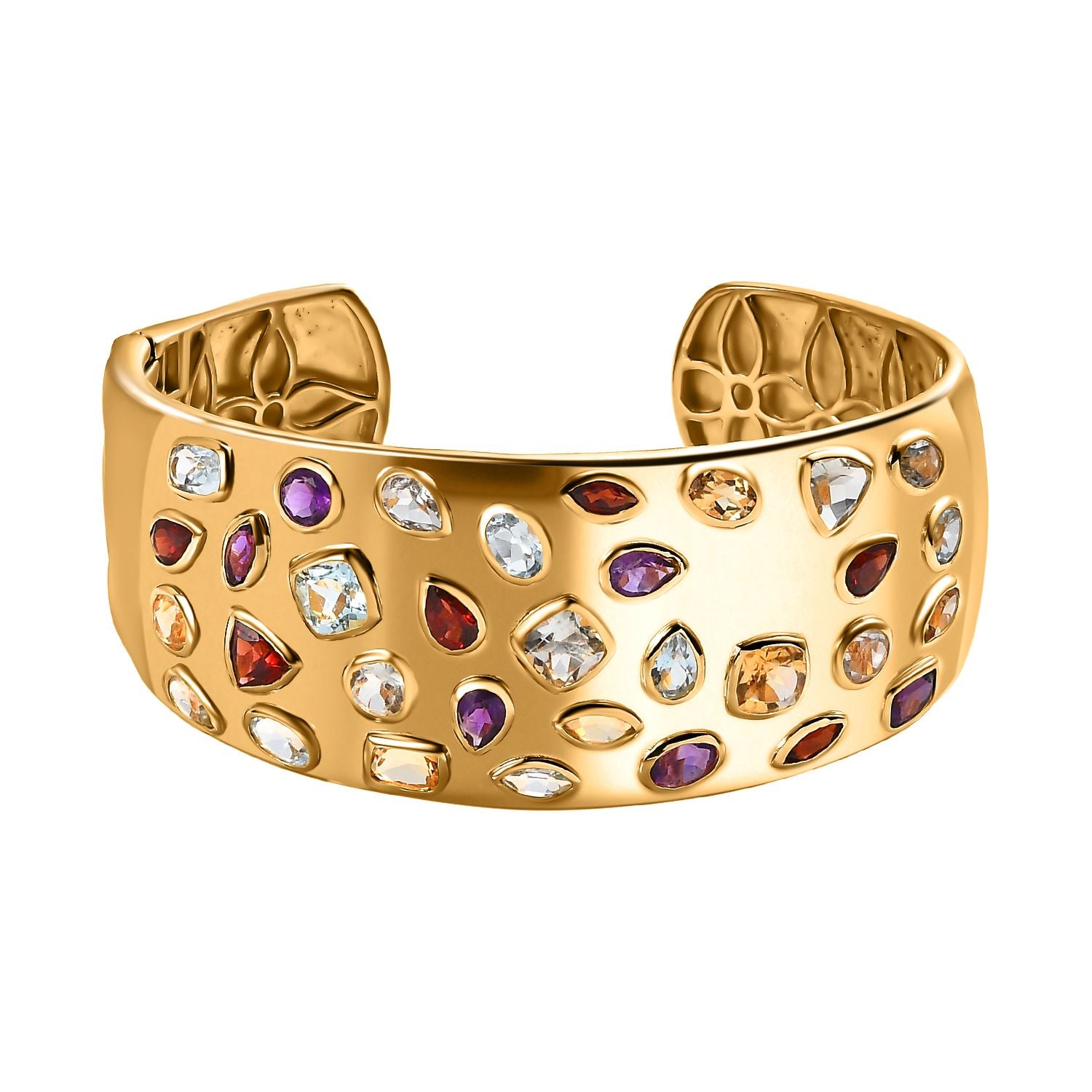 Designer Mehrfarbige Edelstein Armreif, ca. 19 cm, vergoldet ca. 17.28 ct