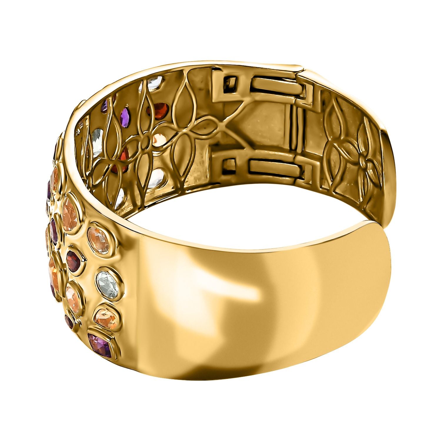 Designer Mehrfarbige Edelstein Armreif, ca. 19 cm, vergoldet ca. 17.28 ct