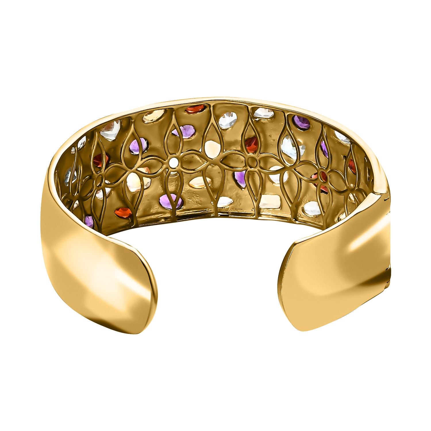 Designer Mehrfarbige Edelstein Armreif, ca. 19 cm, vergoldet ca. 17.28 ct