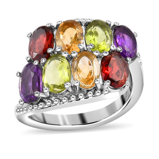 Mehrfarbiger Edelsteine Ring, Edelstahl ca. 2.47 ct