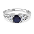 Masoala Saphir (Fissure gefüllt), weißer Zirkon Ring, 925 Silber platiniert (Größe 17.00) ca. 1.43 ct