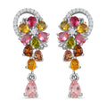 Natürlicher mehrfarbige Turmalin Ohrringe, 925 Silber platiniert ca. 3.58 ct