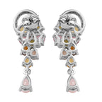 Natürlicher mehrfarbige Turmalin Ohrringe, 925 Silber platiniert ca. 3.58 ct