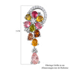Natürlicher mehrfarbige Turmalin Ohrringe, 925 Silber platiniert ca. 3.58 ct