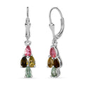 Natürlicher mehrfarbiger Turmalin Ohrringe, 925 Silber platiniert ca. 2.22 ct