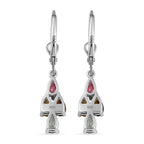 Natürlicher mehrfarbiger Turmalin Ohrringe, 925 Silber platiniert ca. 2.22 ct