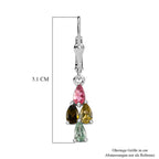 Natürlicher mehrfarbiger Turmalin Ohrringe, 925 Silber platiniert ca. 2.22 ct