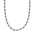 Kambodschanische, blaue und weiße Zirkon Halskette, ca. 50 cm, 925 Silber platiniert ca. 24.71 ct