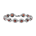 Rotes Granat Armband, ca. 20 cm, Edelstahl ca. 10,93 ct